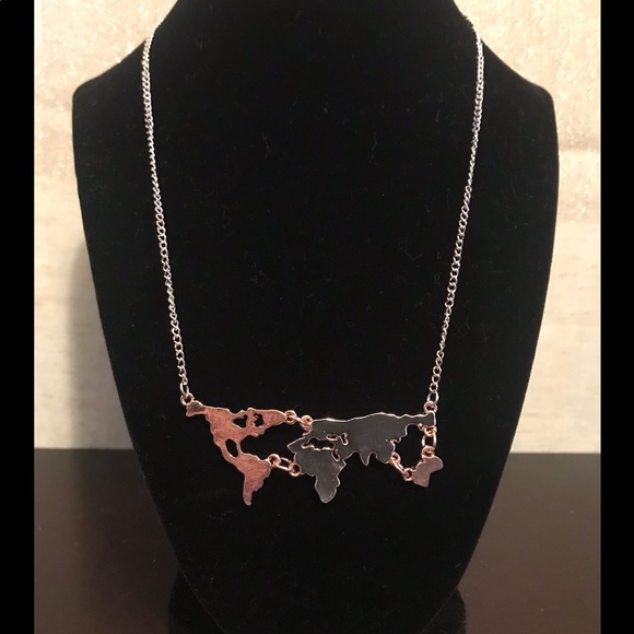 Jewelry - LAST CHANCE Travel World Map Golden Cable Chain